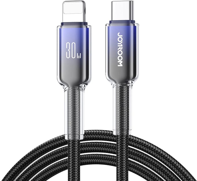 Joyroom S-A42 Crystal-Clear Series 30W USB-C - Lightning cable 1.2m - black