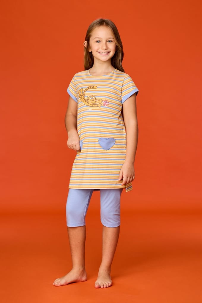 Woody Meisjes-Dames pyjama geel - maat 176/16J