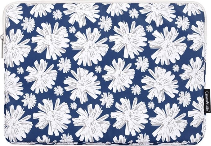 Canvas Artisan Laptopsleeve 13 inch - Laptophoes - White Flowers