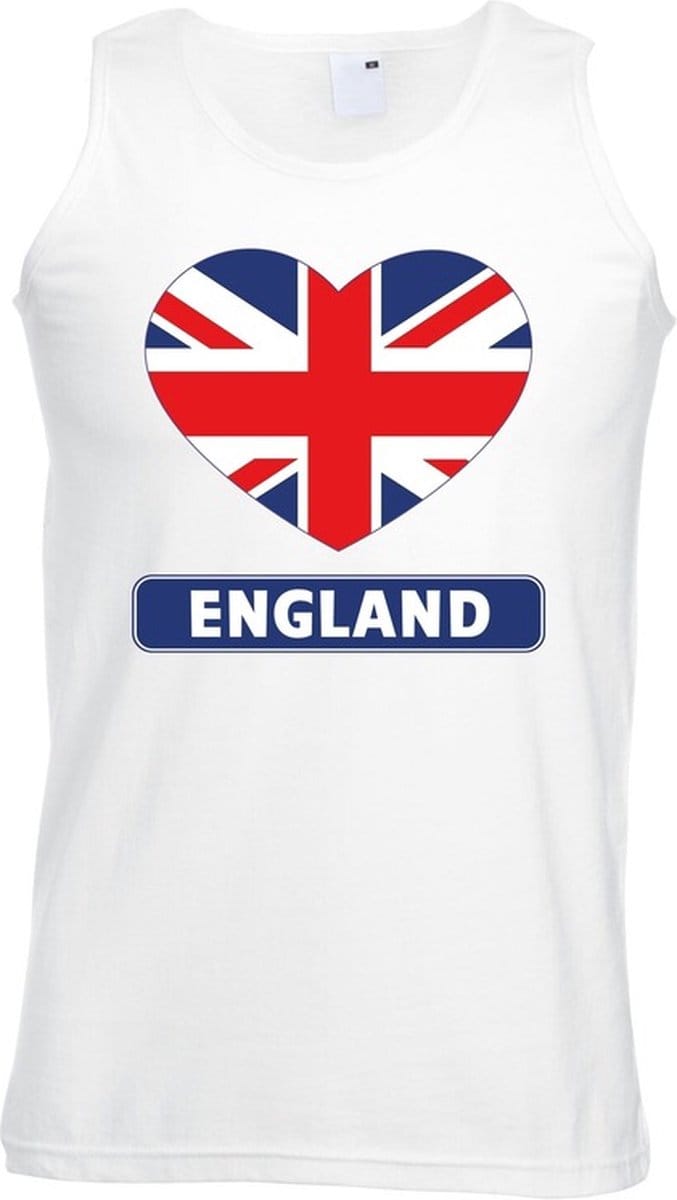 Engeland singlet shirt/ tanktop met Engelse vlag in hart wit heren M
