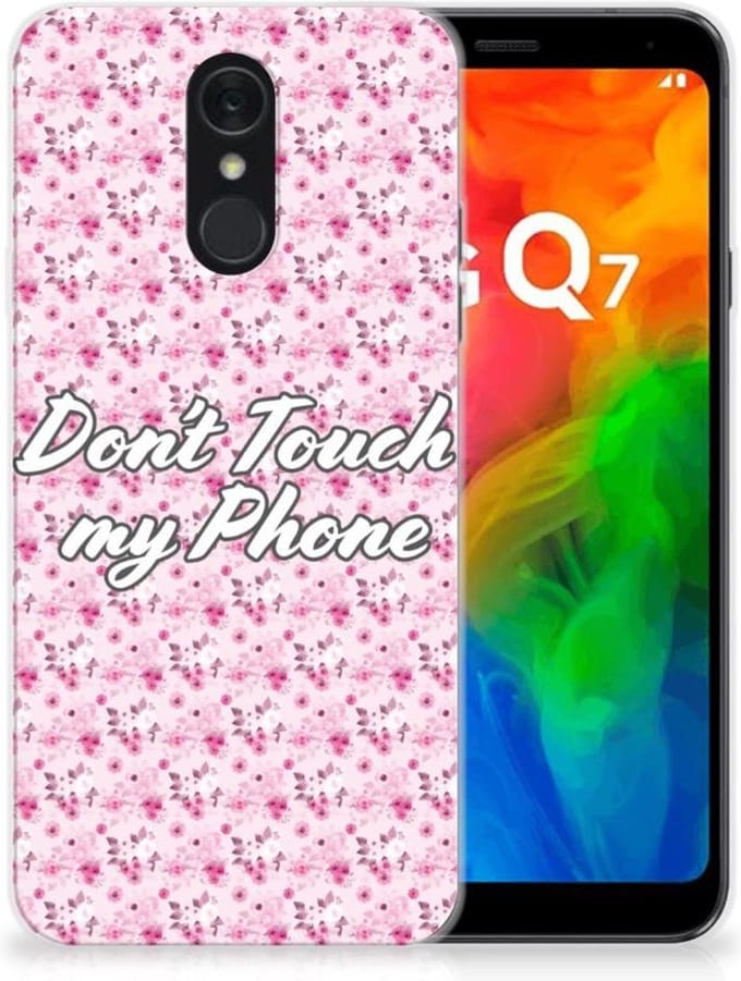 LG Q7 Silicone-hoesje Flowers Pink DTMP