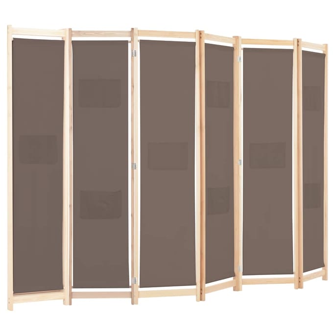 vidaXL - Kamerscherm - met - 6 - panelen - 240x170x4 - cm - stof - bruin