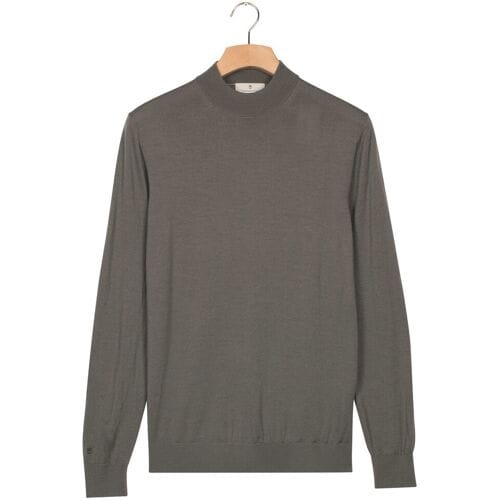 Thomas Maine Trui Turtle Neck Pullover Subtle Melange Color Single Knit Grijsgroen / male