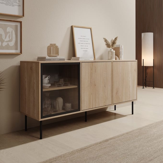 Meubella - Dimora - Dressoir - Eikenpatroon - 151x40x75 cm