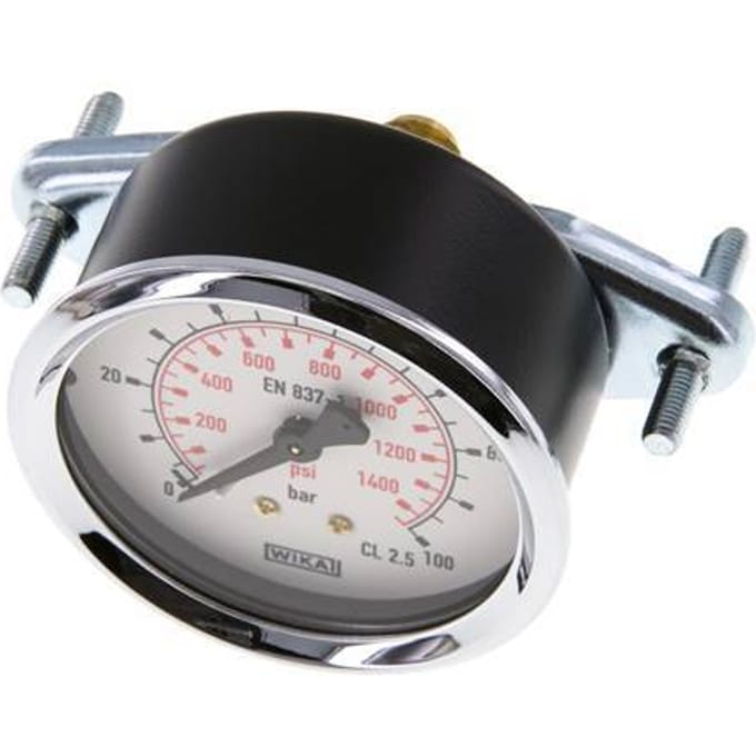 0..100 Bar Paneelmontage Manometer Staal/Messing 63 mm Klasse 2.5 (Beugel) - MW010063SH-TP