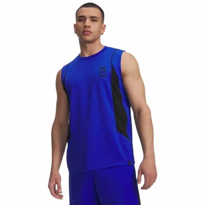 Under Armour Curry Training Mouwloos T-shirt Blauw S Man
