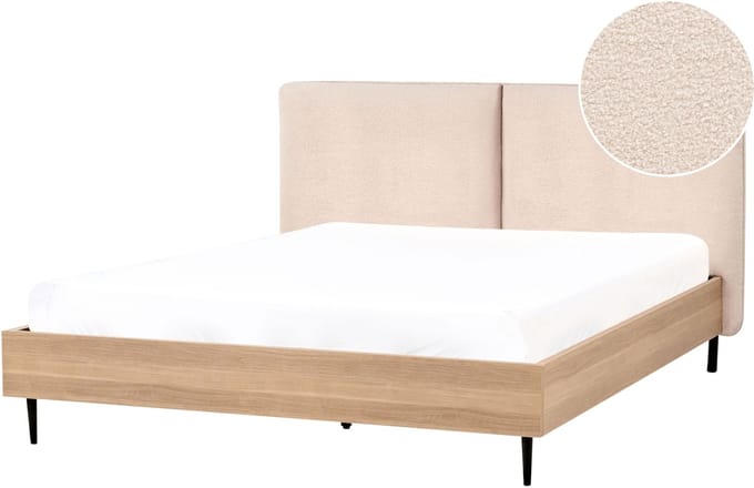 LIMANTON - Bed - Beige - 160 x 200 cm - Bouclé