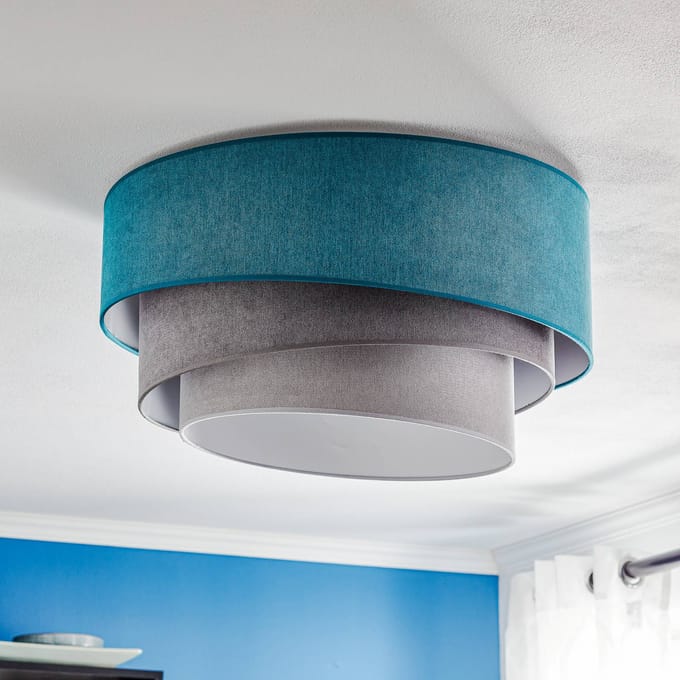 Duolla Plafondlamp Pastel Trio 60 cm turquoise/grijs/lichtgrijs