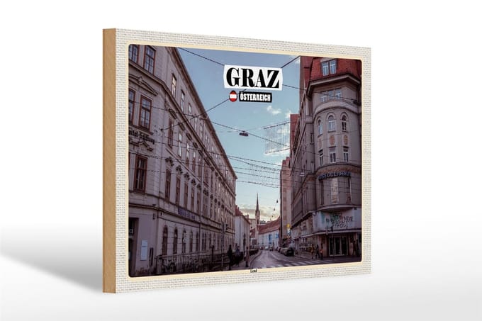 Holzschild Reise Graz Österreich Lend Stadt 30x20cm