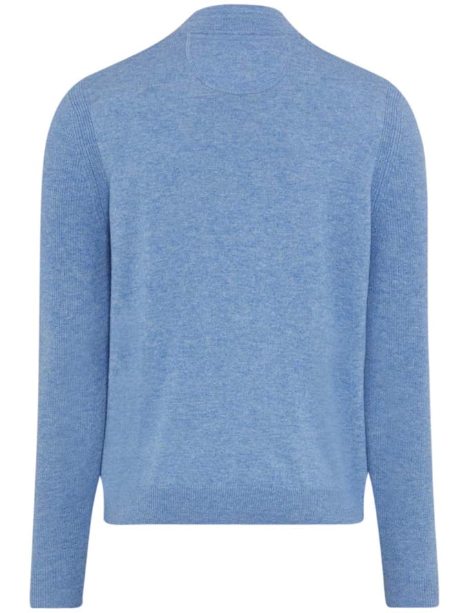 Brax trui half-zip lichtblauw gemêleerd lange mouw