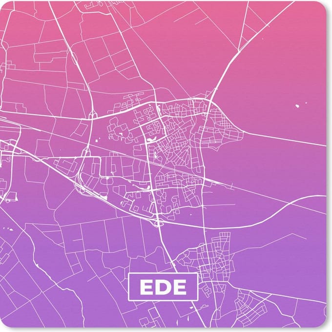 Muismat 20x20 cm - Mousepad Stadskaart - Ede - Paars - Nederland - Muismatten