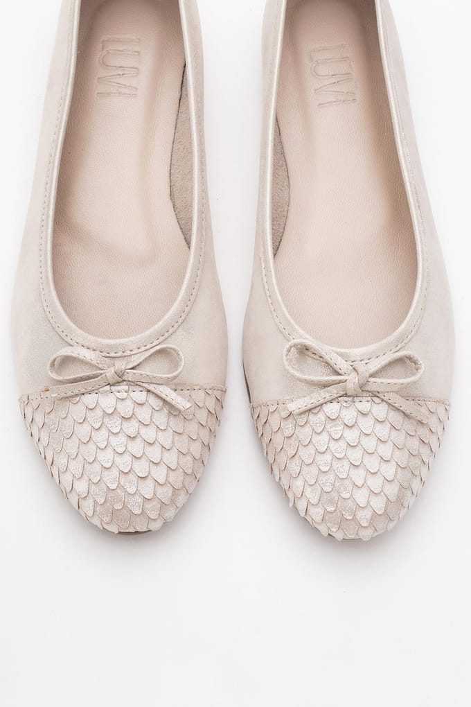 Copos Leren Strik Neus Ballerina