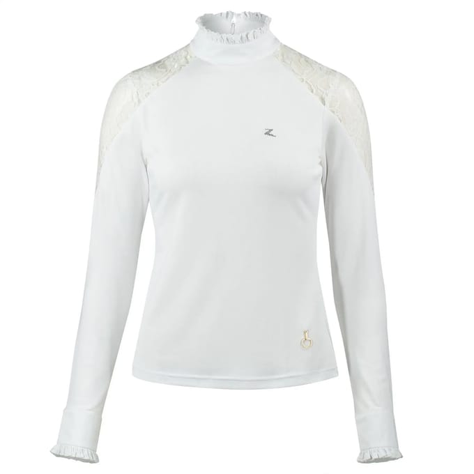 Polo met lange mouwen met kant voor dames Horze Sylvie
