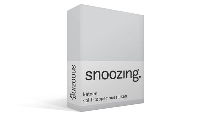 Snoozing  - Katoen - Split-topper - Hoeslaken - Lits-jumeaux - 200x200 cm - Grijs