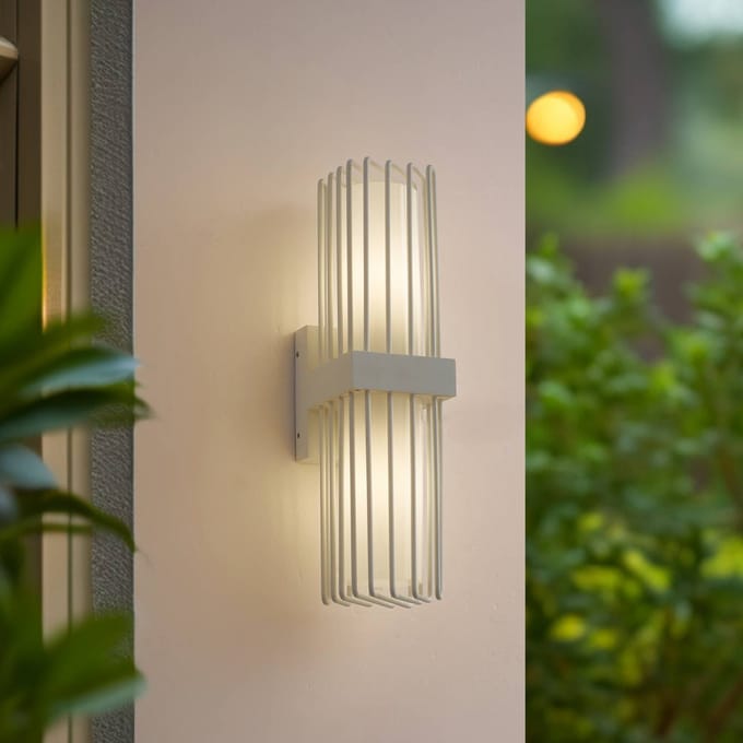 Lucande - Wandlamp buiten - 2lichts - Aluminium, polycarbonaat - H: 41.9 cm - E27 - wit