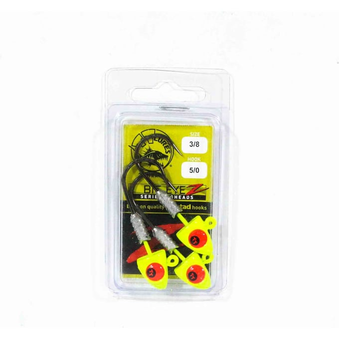 Tackle Tactics TT Big EyeZ Tête plombée 3/8 oz 5/0 Chart Red EyeZ (5130) white