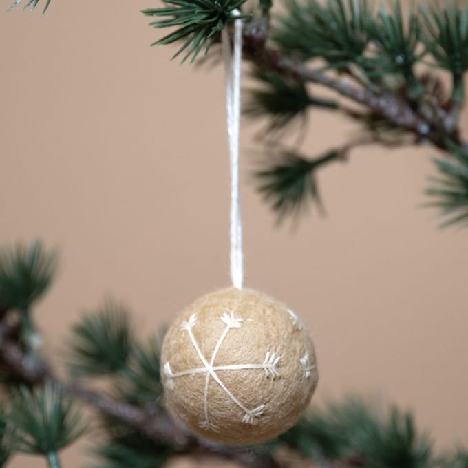 Kerstbal Vilt Rond - Gingerbread Small - 5cm - Fairtrade