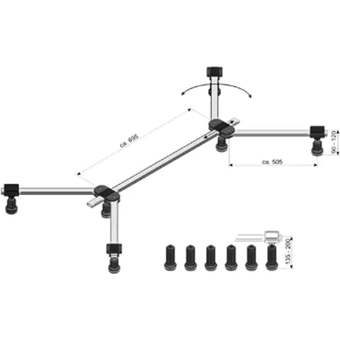 Calodar Regelbare Poten Voor Douchebak 90-120cm