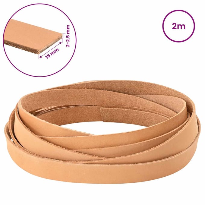 vidaXL - Leren - riem - 1 - Lichtbruin - 200 - x - 1,5 - cm - Leer