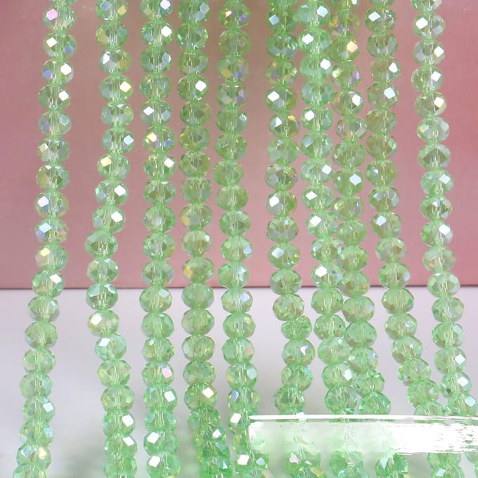 Perle de Verre Taillée Plate 8mm, Perle Roue, Accessoire de Bijoux DIY, Perle de Bracelet, Perle Libre en Cristal 8mm 63pcs vert