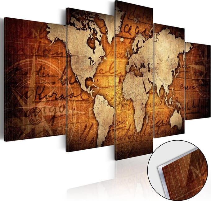 Schilderijen Op Canvas - Afbeelding op acrylglas - Acrylic prints – Bronze map I 100x50 - Artgeist Schilderij