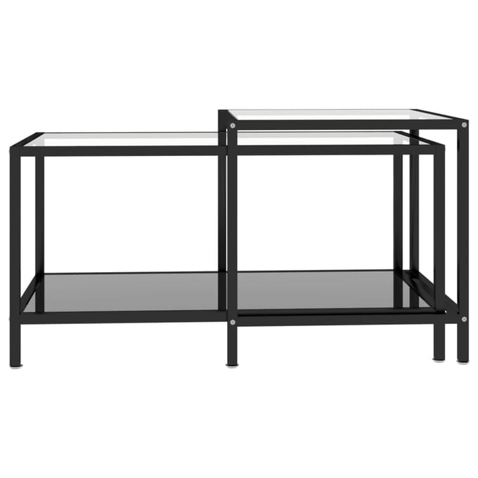 vidaXL - 2-delige - Salontafelset - gehard - glas - zwart