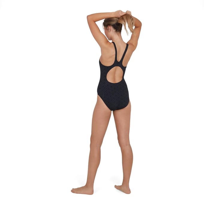 Speedo - Maat 36 -  End Boomstar Allover Muscleback Sportbadpak Dames - Black/Grey