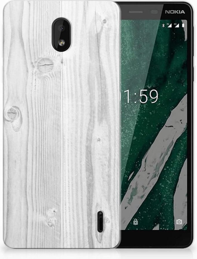 Nokia 1 Plus Bumper Hoesje White Wood