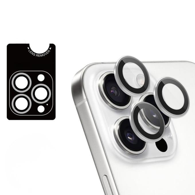 imoshion Camera Lens Protector - Geschikt geschikt voor Apple iPhone 16 Pro/ geschikt voor Apple iPhone 16 Pro Max - 2 Pack - White Titanium