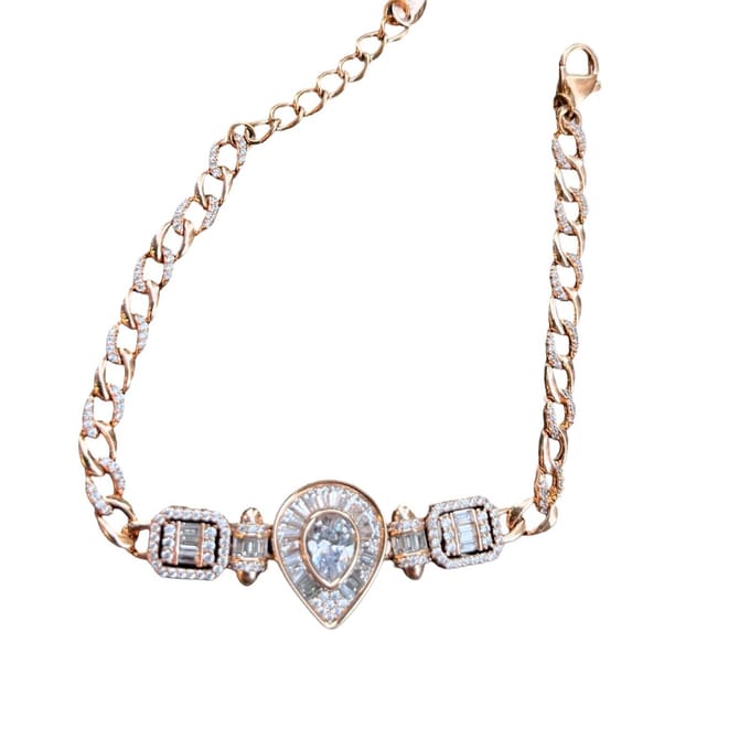 Baguette Diamond Drop Bracelet Gold 18K
