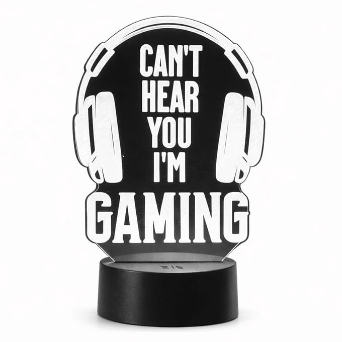 Qware - 3D LED Lamp - Can't Hear You I'm Gaming - 16 kleuren & effecten - Acryl lamp - Touch control - Afstandsbediening