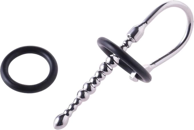 Black Label - Beaded - Geribbelde Plasbuis Stretcher met Siliconen Eikelringen