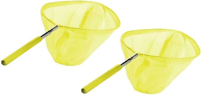 Gebro Visnet/schepnet - 2x - neon geel - metaal - 86 cm