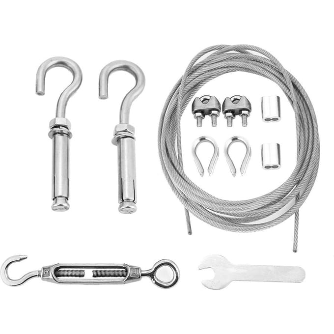Buitendrooglijn RVS Waslijn Draad Heavy Duty met Spanner en Haken (8m) white