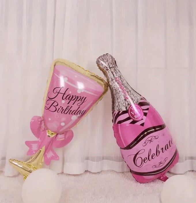 Folie ballon champagne glas roze