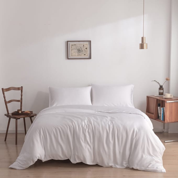 Bamboe dekbedovertrek Coco White wit 140x220 cm – zacht, ademend & duurzaam | Boomba Bamboo®
