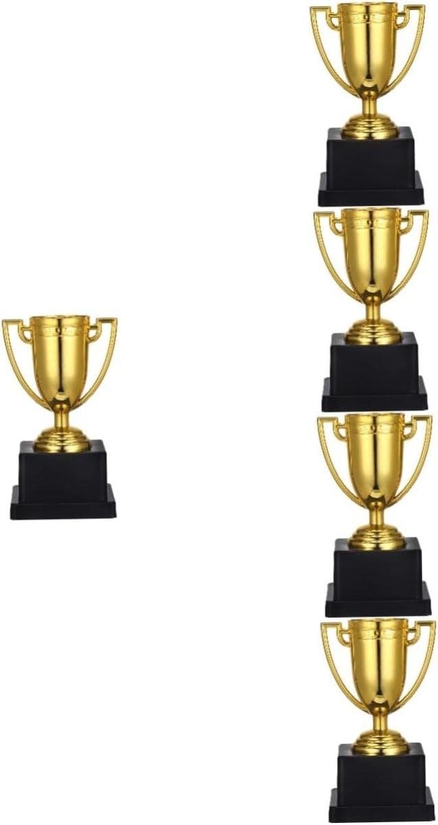 Plastic Trofee - Wedstrijd Prijs - Prestaties Belonen - Herbruikbaar Materiaal - 25 Centimeter Hoog - Goudkleurig