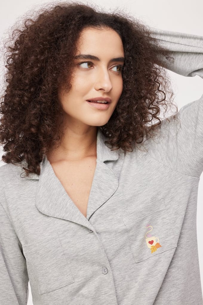 Woody pyjama meisjes - grijs- 242-12-YPD-Z/128 - maat 152
