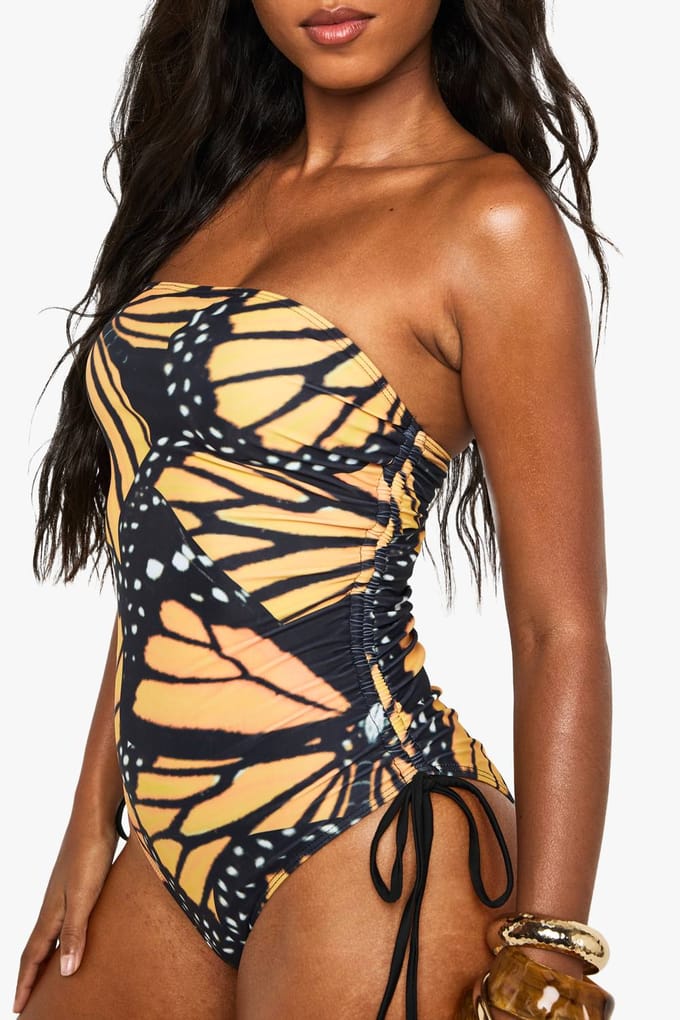boohoo Dames Butterfly Oversized Print Zwempak | Maat: 38