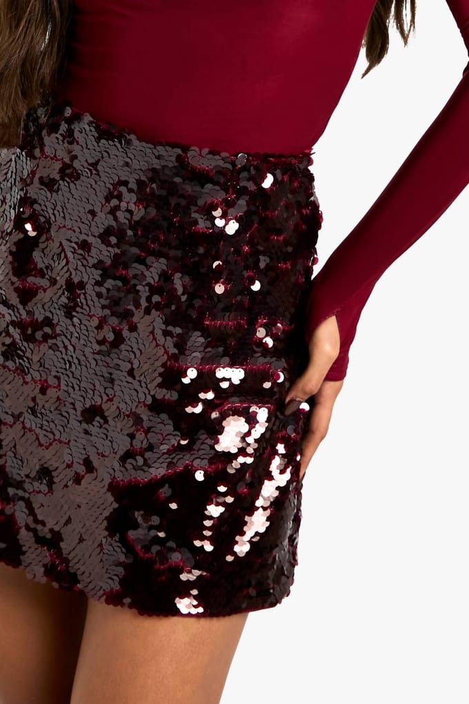 boohoo Dames Premium Pailletten Mini Rok | Bessen | Maat: 42