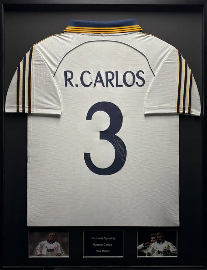 Roberto Carlos Real Madrid 99/00 ingelijst thuis shirt
