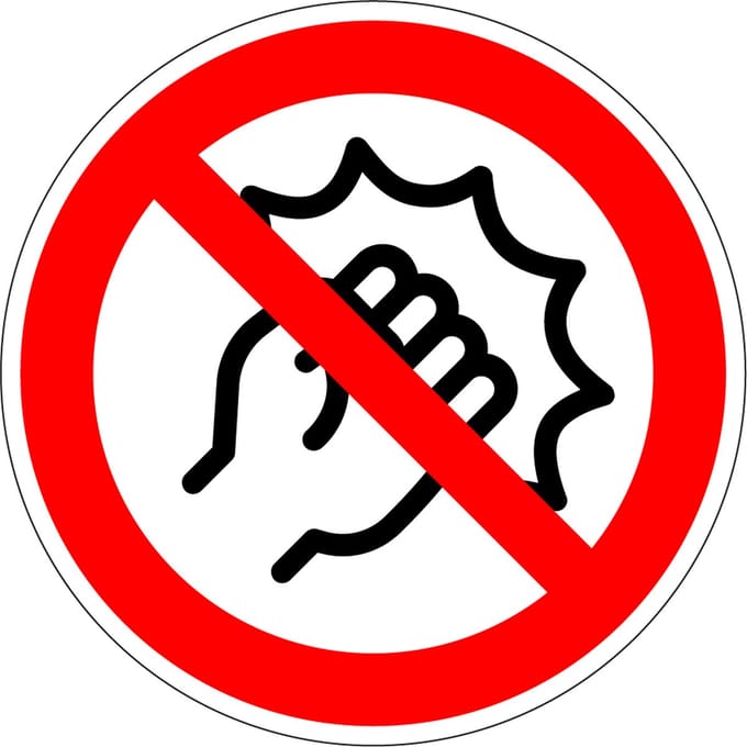 Verboden te vechten sticker 300 mm