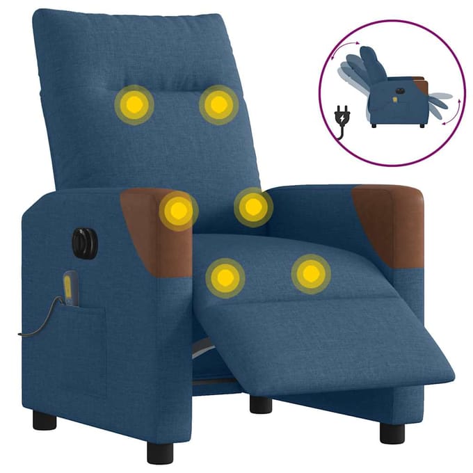 vidaXL - Massagestoel - elektrisch - verstelbaar - stof - blauw