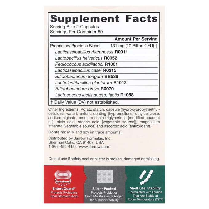 Jarrow Formulas, Jarro-Dophilus EPS, 10 milliards, 120 gélules végétales (5 milliards par capsule)