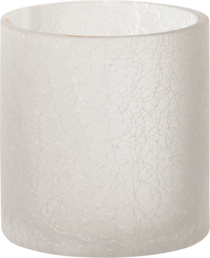 J-Line windlicht Cilinder Craquelé - glas - wit - small - 2 stuks