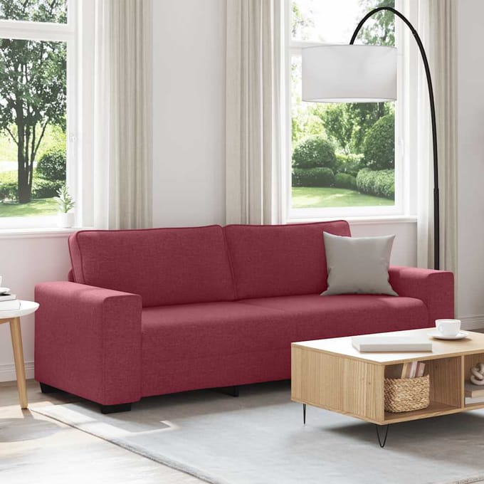 vidaXL - 3-zitsbank - wijnrood - 220x77x82 - cm - stof