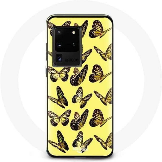 Hoesje voor Samsung Galaxy S20 Ultra Vlinders Gele Achtergrond
