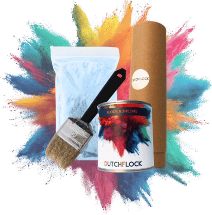 Flocking Kit Baby Blauw Medium | 200gr. flocking poeder - 250ml flock lijm - applicator - kwast