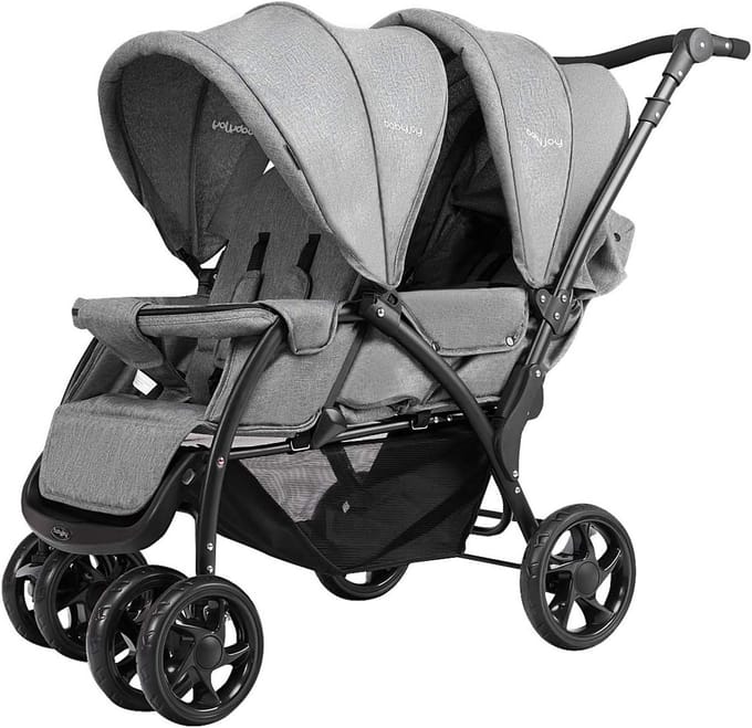 Dubbele Kinderbuggy Inklapbaar voor Baby's vanaf 6 Maanden - Grijs
