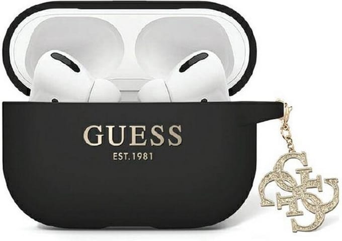 GUESS GUAP2LECG4K case for AirPods Pro 2 cover - black Liquid Silicone Glitter Triangle Charm